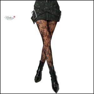 Floral Fishnet Tights High Waist Stretchy Stockings One Size